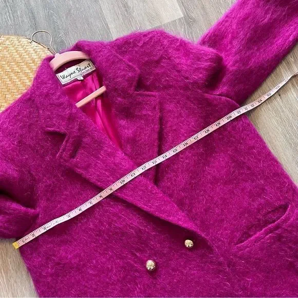 Vintage 1980’s Wayne Stuart pink mohair wool double breasted blazer jacket 8